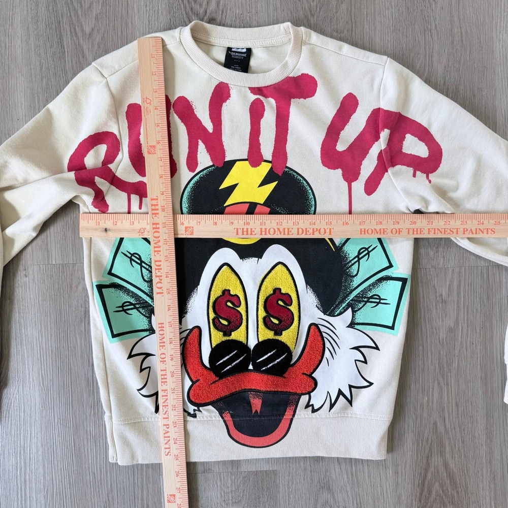 Genuine Authentic Garments Run It Up Duck Graphic Sweatshirt Cream Unisex S - Picture 7 of 7